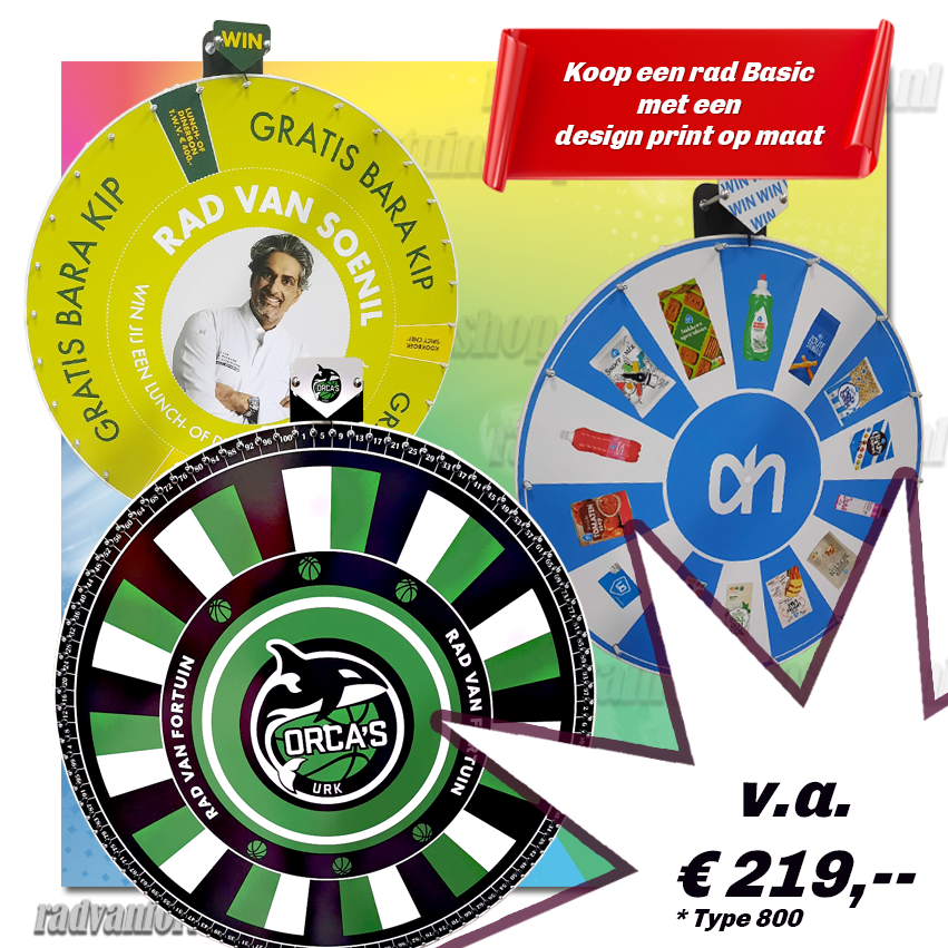 radvanfortuinshop.nl | Koop een rad van fortuin op statief met een diameter van 100 cm, standaard voorzien van een statief. Optioneel op bestelling ook leverbaar met sokkel of voetplaat i.p.v. statief